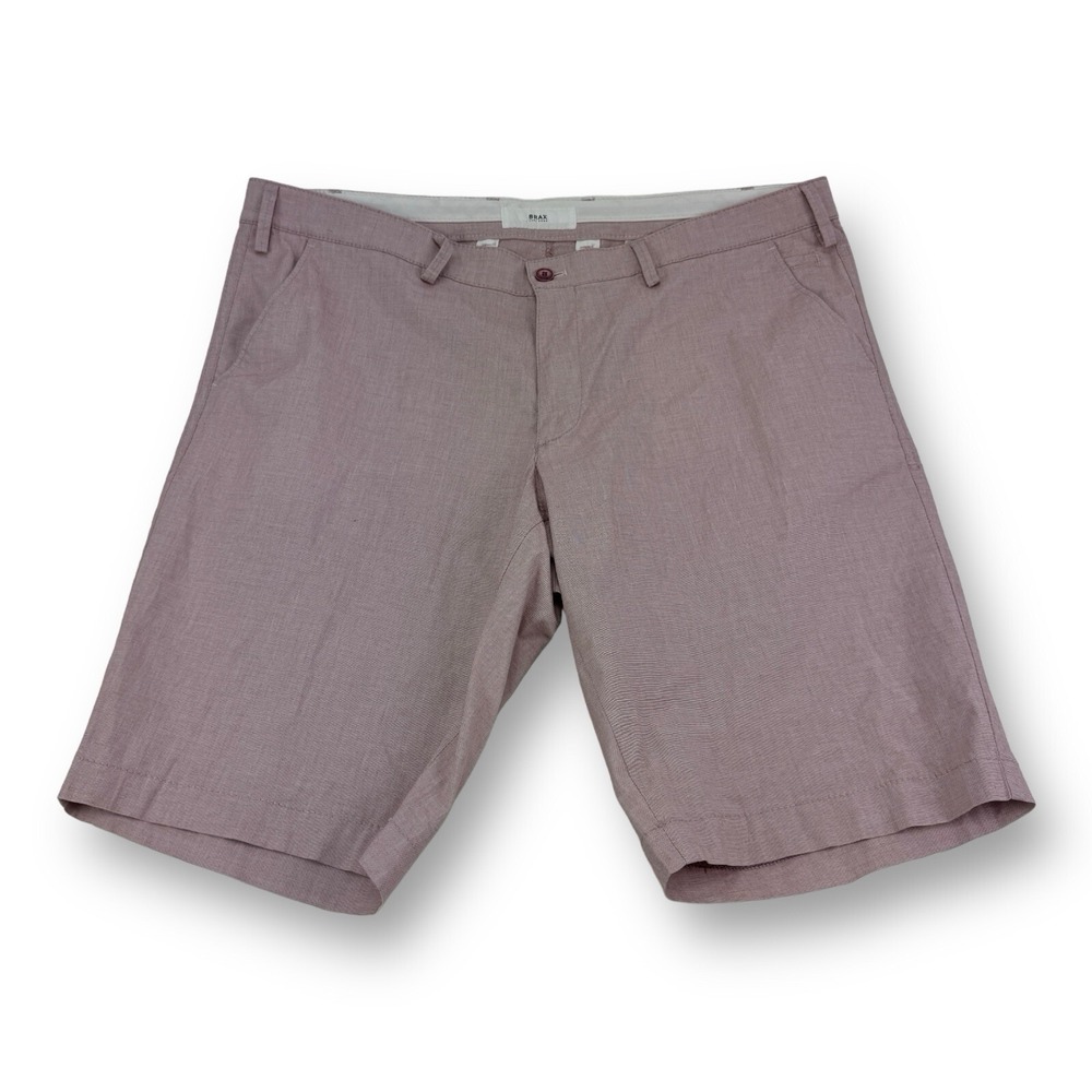 BRAX Bellevill Chambray Purple Flat Front Cotton Elastane Shorts Mens Size 40X12
